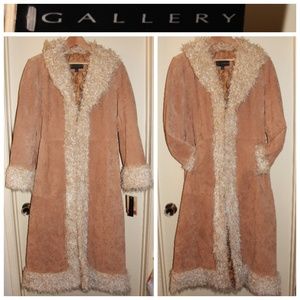 VINTAGE Gallery Suede Jacket w/Faux Fur - L NWT